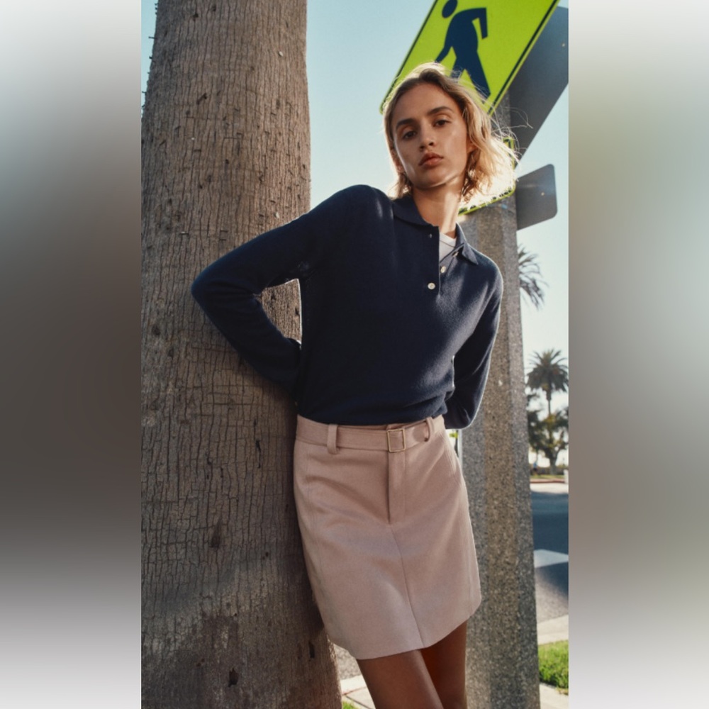 Zara Navy and Cream Skirt